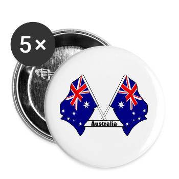 Australia Crossed Flags - Buttons large 2.2''/56 mm (5-pack) - white - Front
