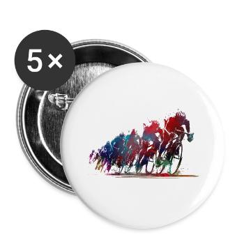 Radfahrradsport #cycling #sport #biking - Buttons groß 56 mm (5er Pack) - Weiß - Vorne