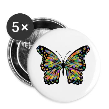 papillon - Lot de 5 grands badges (56 mm) - blanc - Devant