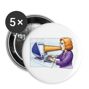COMPUTER ADDICT WOMAN - geek & scifi - Lot de 5 grands badges (56 mm) - blanc - Devant