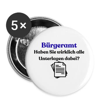 Chemise bleue typographie du bureau du citoyen - Lot de 5 grands badges (56 mm) - blanc - Devant