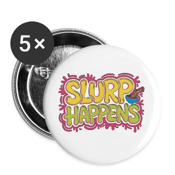 Succion de ramen se fait Plat japonais bol de nouilles - Lot de 5 grands badges (56 mm) - blanc - Devant