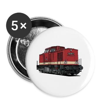 Red Diesel Locomotive Vintage Style BR 112 - Buttons large 2.2''/56 mm (5-pack) - white - Front