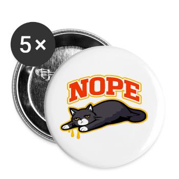 Nope Cat Lounging Meme - Buttons large 2.2''/56 mm (5-pack) - white - Front
