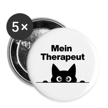 MON THÉRAPEUTE, C’EST MON CHAT ! 😻 PATTE DE NEZ DE FOURRURE - Lot de 5 grands badges (56 mm) - blanc - Devant