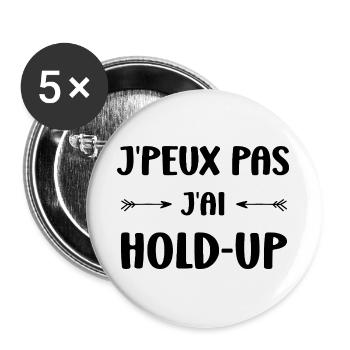 Warte mal - Buttons groß 56 mm (5er Pack) - Weiß - Vorne