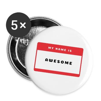 Awesome Namensschild - Buttons groß 56 mm (5er Pack) - Weiß - Vorne