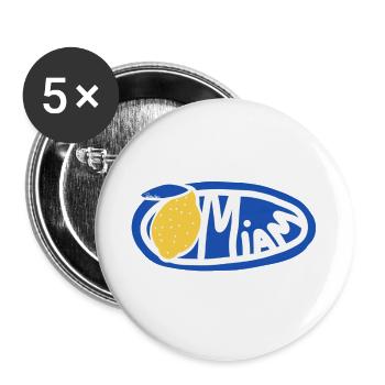 Lemon Yum Blue Retro Oval Logo - Buttons groß 56 mm (5er Pack) - Weiß - Vorne