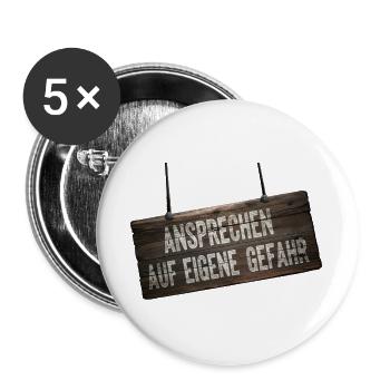 Address at Your Own Risk – Humor Shield - Buttons large 2.2''/56 mm (5-pack) - white - Front