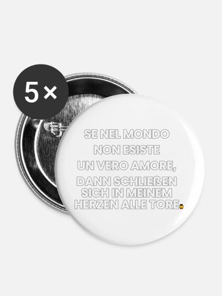 Italienisch-Deutsch-Reim 1 (Ver. A) - Buttons groß 56 mm (5er Pack) - Weiß