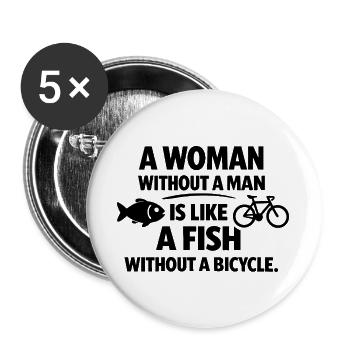 A Woman Without a Man – Feminist Saying - Buttons large 2.2''/56 mm (5-pack) - white - Front