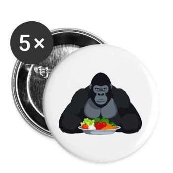Cool Gorilla with Vegetable Plate Monkey Motif - Buttons large 2.2''/56 mm (5-pack) - white - Front