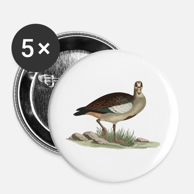 Earthy duck nature style - Buttons large 2.2''/56 mm (5-pack) - white