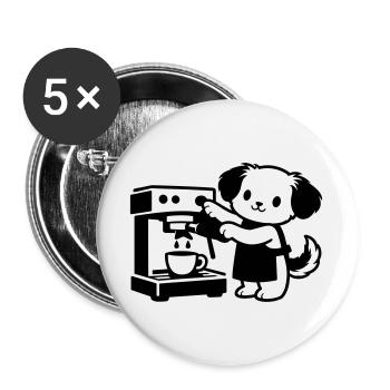 Barista dog super cute - Buttons large 2.2''/56 mm (5-pack) - white - Front
