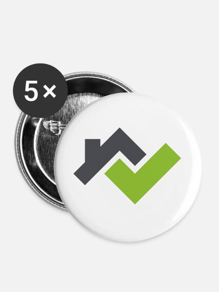 Logo für einen Dachdecker - Buttons groß 56 mm (5er Pack) - Weiß