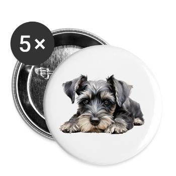 Miniature Schnauzer - Buttons groß 56 mm (5er Pack) - Weiß - Vorne