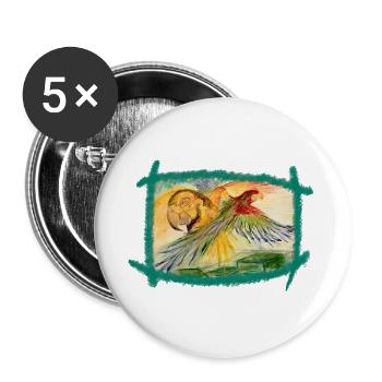 Aras au-dessus de la forêt tropicale - Lot de 5 grands badges (56 mm) - blanc - Devant