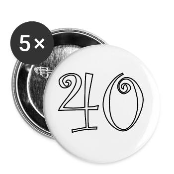 40. 40 YEARS. 40th ANNIVERSARY. 40 YEARS ANNIVERSARY. - Buttons large 2.2''/56 mm (5-pack) - white - Front