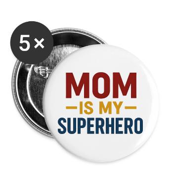 Mama-Superheldin — Fettgedruckte Typografie - Buttons groß 56 mm (5er Pack) - Weiß - Vorne