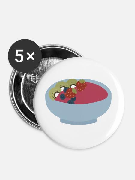 Frucht-Smoothie-Schüssel-Illustration - Buttons groß 56 mm (5er Pack) - Weiß