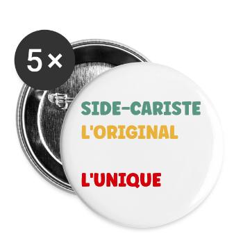 Sidecariste Original Le Vrai Unique - Lot de 5 grands badges (56 mm) - blanc - Devant