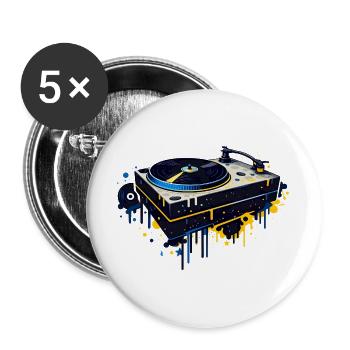 Graffiti Plattenspieler Design  - Buttons groß 56 mm (5er Pack) - Weiß - Vorne