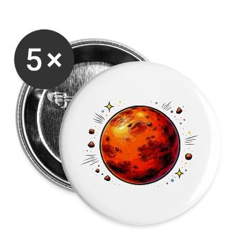 Planète rouge Mars - Lot de 5 grands badges (56 mm) - blanc - Devant