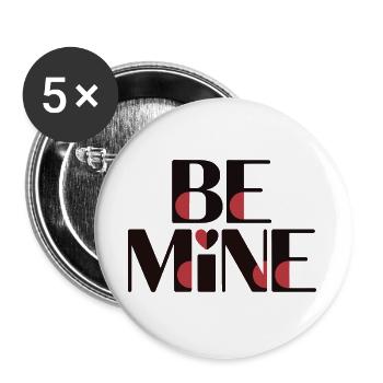 Be Mine Rote Akzente - Buttons groß 56 mm (5er Pack) - Weiß - Vorne