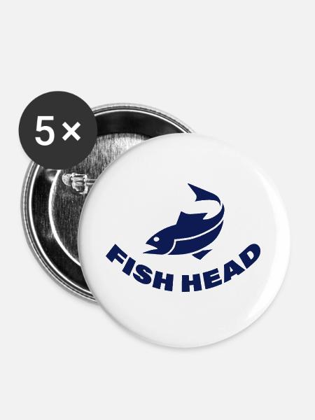 FISH HEAD - Buttons groß 56 mm (5er Pack) - Weiß