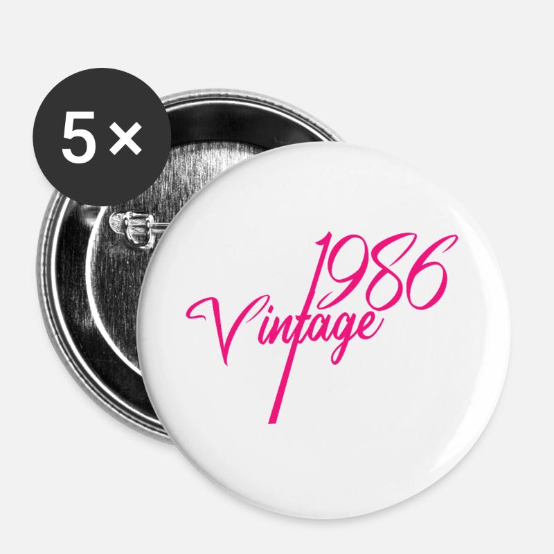 Vintage 1986 Script Kollektion - Buttons groß 56 mm (5er Pack) - Weiß