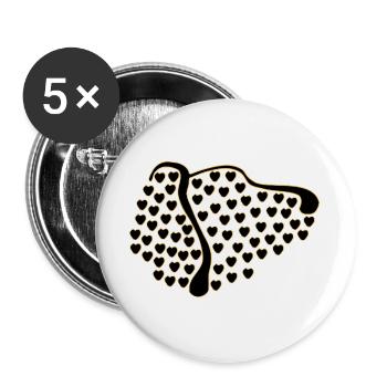 Hunde Liebe Herz - Buttons groß 56 mm (5er Pack) - Weiß - Vorne