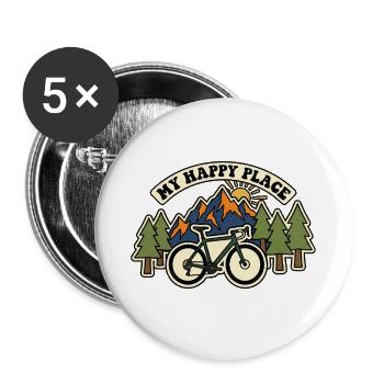 Mon patch de gravel Happy Place - Lot de 5 grands badges (56 mm) - blanc - Devant