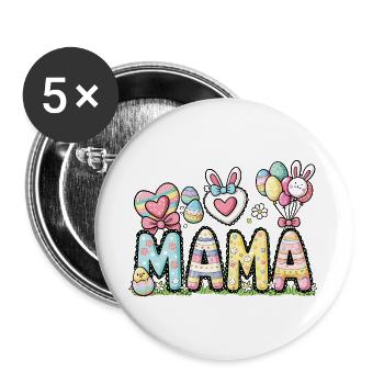 Pastell Ostern Mama Design - Buttons groß 56 mm (5er Pack) - Weiß - Vorne