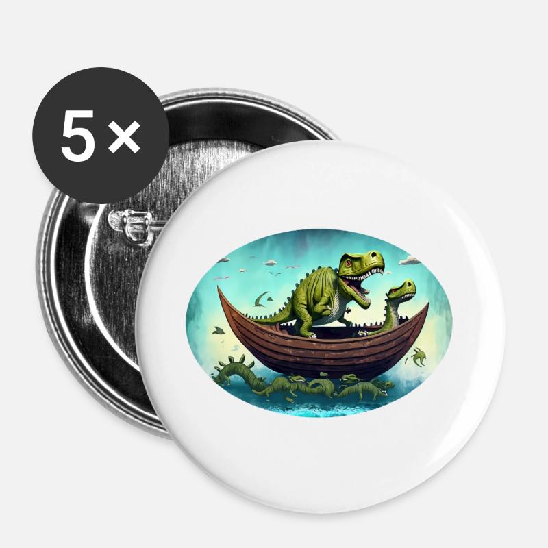 Dino Arche - Buttons groß 56 mm (5er Pack) - Weiß