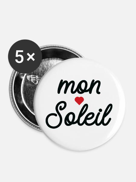 Mein Sonnenherz im Skript - Buttons groß 56 mm (5er Pack) - Weiß