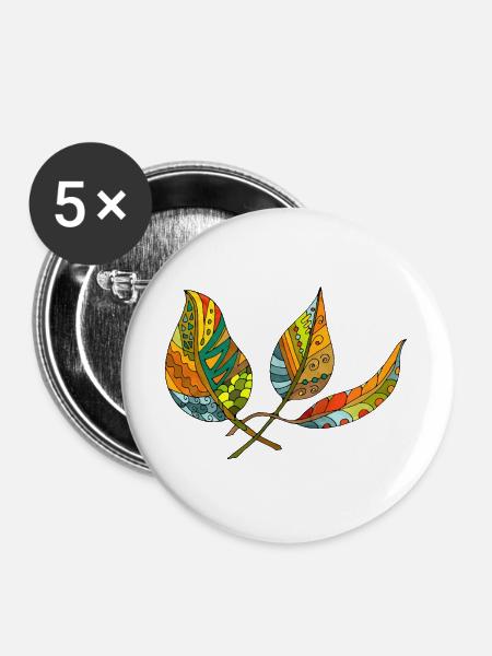 Blätter - Buttons groß 56 mm (5er Pack) - Weiß