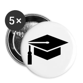Abi, student, college hat, graduation - Buttons large 2.2''/56 mm (5-pack) - white - Front