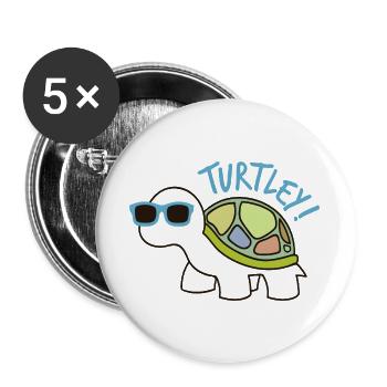 Tortue cool avec lunettes de soleil : Diction de Tortue - Lot de 5 grands badges (56 mm) - blanc - Devant