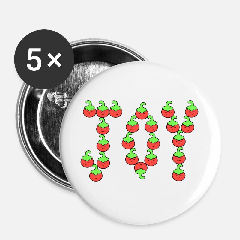Tomatoes joy - Buttons large 2.2''/56 mm (5-pack) - white