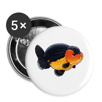 Black Orange Ranchu High Quality Goldfish - Buttons groß 56 mm (5er Pack) - Weiß - Vorne