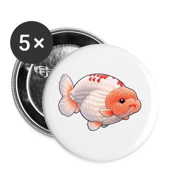 SUPER GROS RANCHU© AAA Orange blanc Ranchu Poisson rouge - Lot de 5 grands badges (56 mm) - blanc - Devant