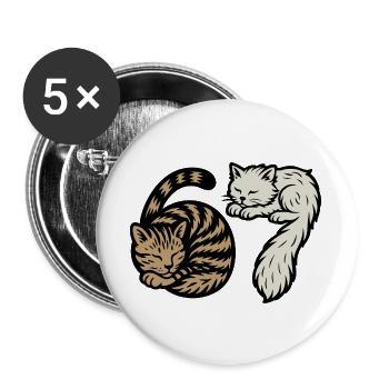 Schlafende 'Six Seven'-Katzen - Buttons groß 56 mm (5er Pack) - Weiß - Vorne
