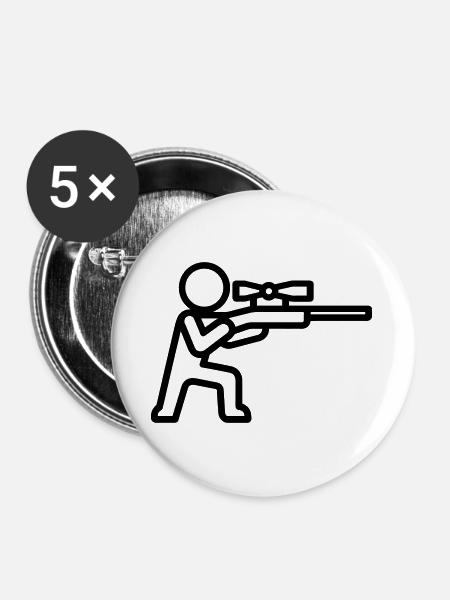 Scharfschütze - Buttons groß 56 mm (5er Pack) - Weiß