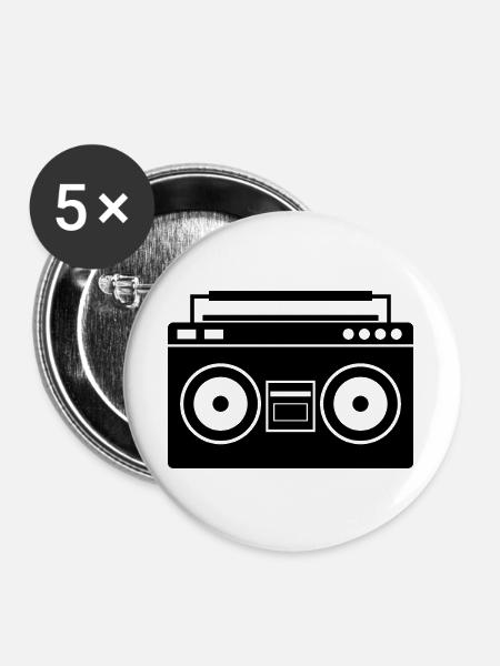 Boombox - Buttons groß 56 mm (5er Pack) - Weiß