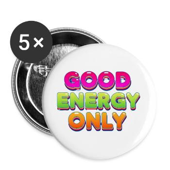 Good Energy Colorful Retro Statement Design - Buttons large 2.2''/56 mm (5-pack) - white - Front