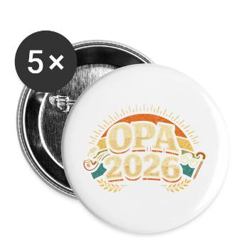 Papy 2026 Chargement Futur Grand-père Cadeau - Lot de 5 grands badges (56 mm) - blanc - Devant