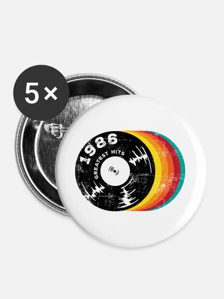 Greatest Hits 1986 - Buttons groß 56 mm (5er Pack) - Weiß