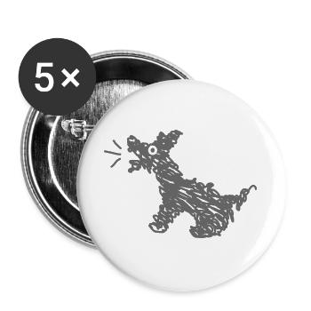 Funny barking dog - Buttons large 2.2''/56 mm (5-pack) - white - Front