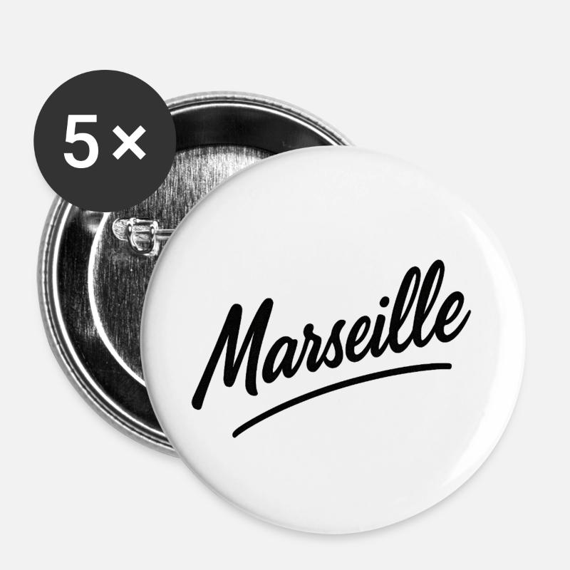 Marseille Script Swing - Buttons large 2.2''/56 mm (5-pack) - white