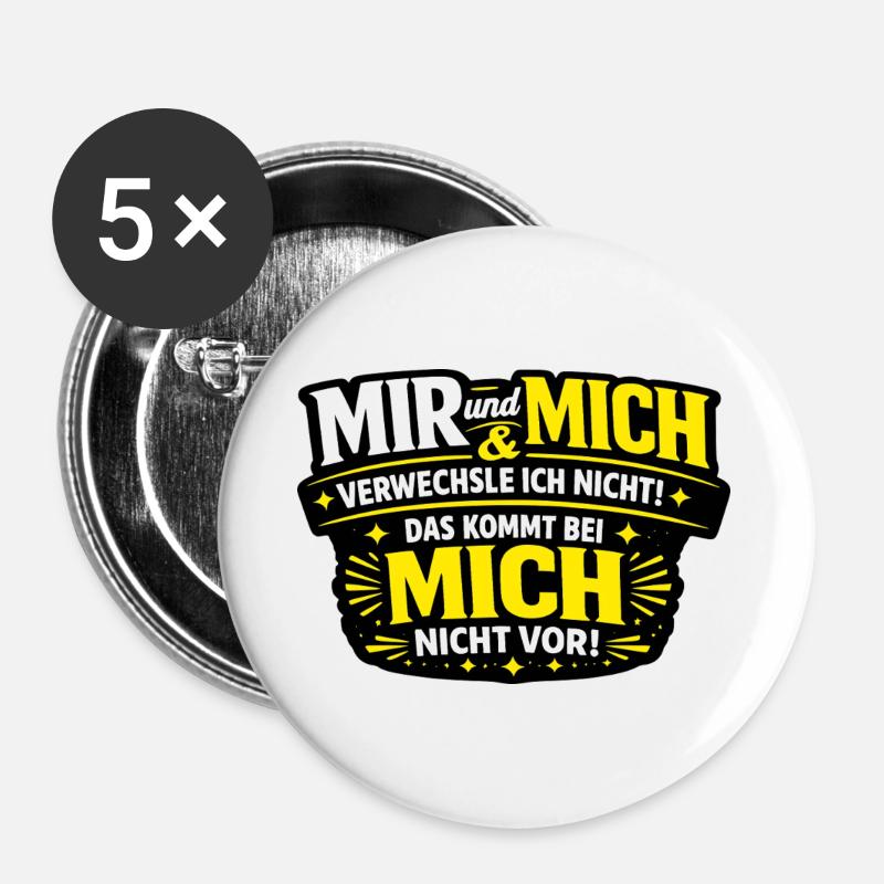 I don't confuse me and me – grammar - Buttons large 2.2''/56 mm (5-pack) - white